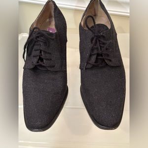 PHYLLIS POLAND made in Italy grey wool material with 1 3/4 “ lace up